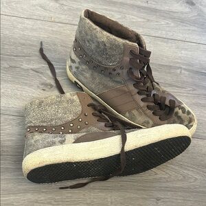 D.A.T.E Premium Sneakers Brand Brown High-Top Women's Sneakers